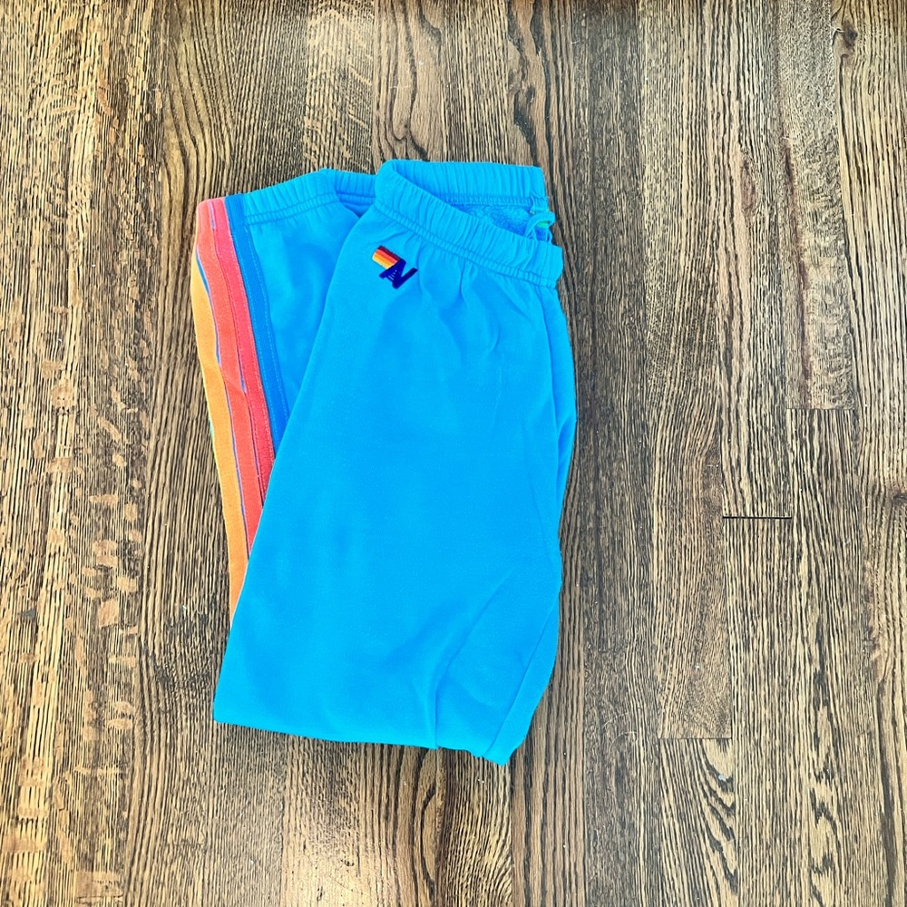 Aviator nation 5 stripe neon/teal sweatpants